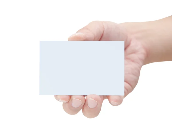 Cartão de visita em branco na mão — Fotografia de Stock