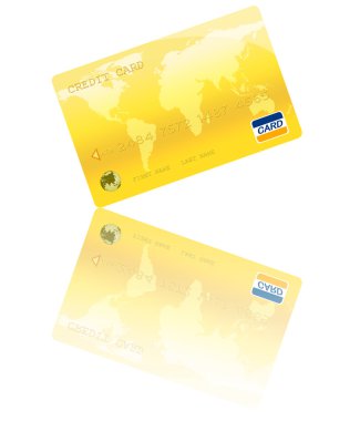 Altın kredi kartı dijital illüstrasyon, son derece ayrıntılı