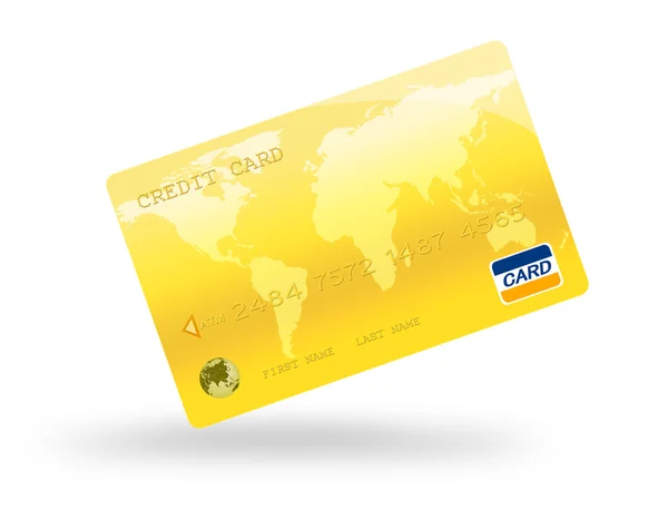 Illustrazione digitale della carta di credito dorata, altamente dettagliata Immagine Stock