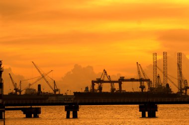 Cranes in remontowa dockside clipart