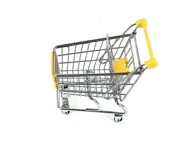 白い背景の上ショッピングカート — ストック写真