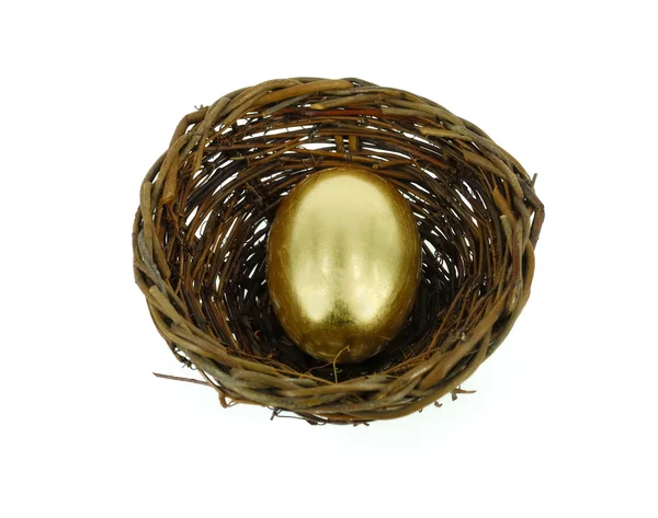 Huevo dorado en nido de aves —  Fotos de Stock