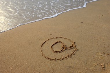 Email symbol draw on beach clipart