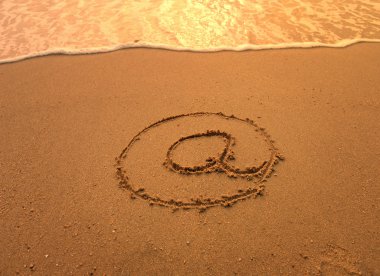 Email symbol draw on beach clipart