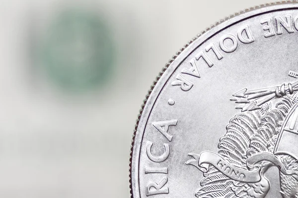 Silver one dollar coin — Stock Photo, Image