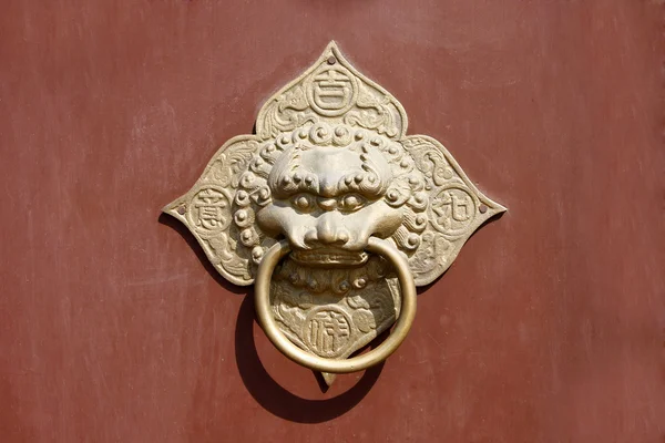 Vintage Sino Tibetan Foo Lion Brass Door Knocker