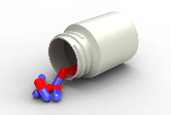 Frasco de la píldora con pastillas — Foto de Stock