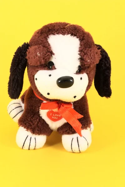 Cão pequeno colorido de pelúcia — Fotografia de Stock