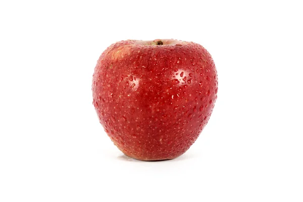 Ώριμα φρέσκα κόκκινο μήλο με σταγόνες νερό — Φωτογραφία Αρχείου