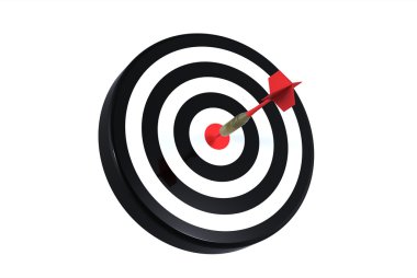 Dart on bull's eye clipart