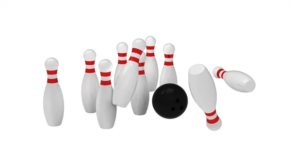 Bowling skittles ve topu — Stok fotoğraf