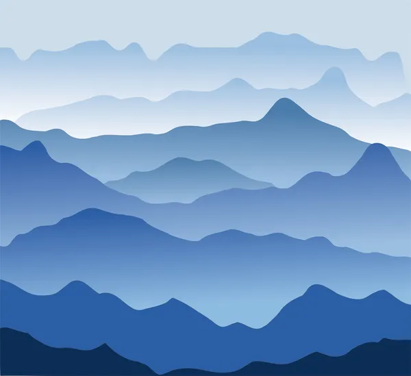 Montagnes bleues dans le brouillard — Image vectorielle
