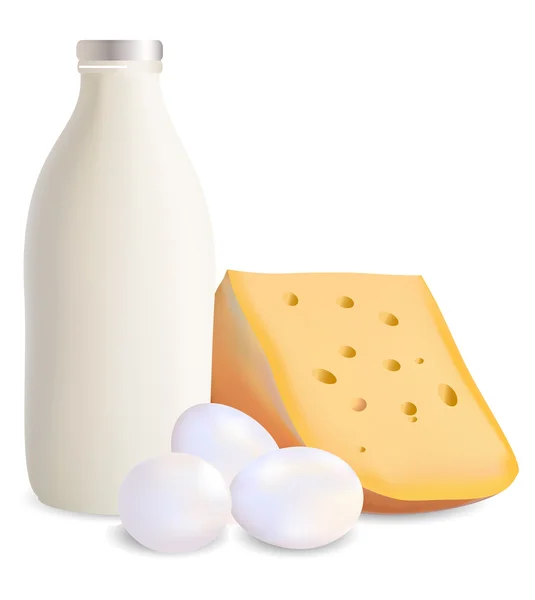 Zuivelproducten en eieren — Stockvector