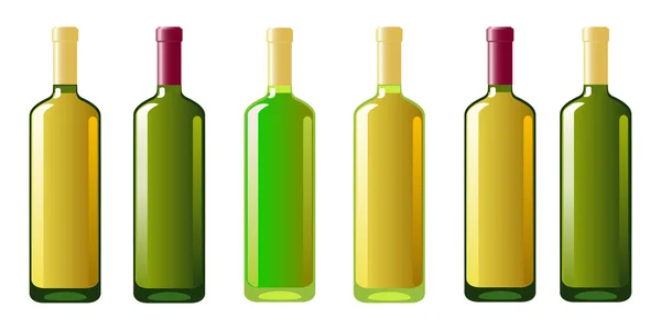 Zes flessen van witte wijn — Stockvector