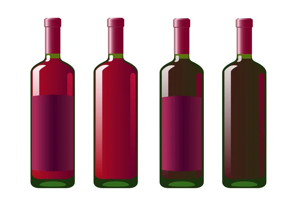 Four bottles of red wine — Stock Vector