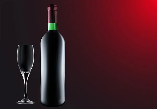 Botella de vino con copa — Vector de stock