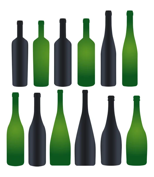 Collection of silhouette bottles — Stock Vector