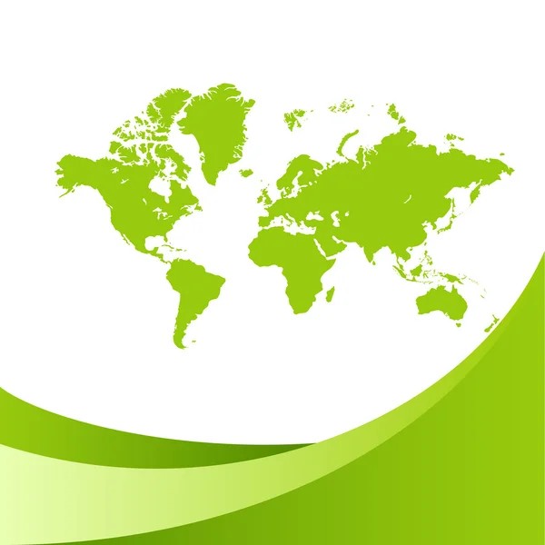 세계 지도 녹색 배경 — 스톡 벡터