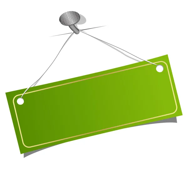 Groen label op een nagel — Stockvector