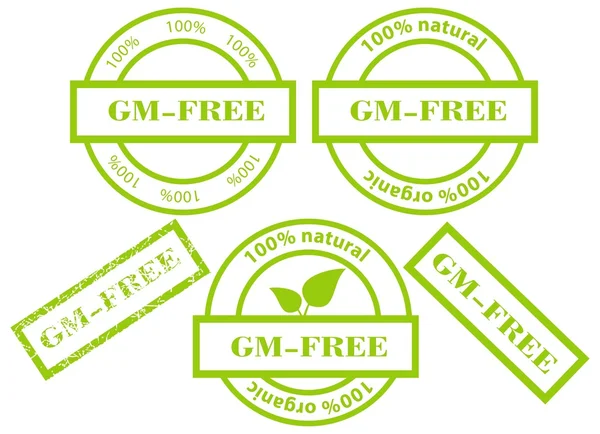 Wolnych od GMO zielone znaczki — Wektor stockowy