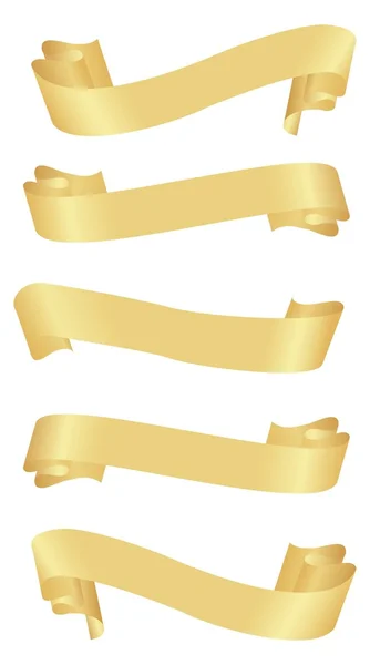 水平方向の黄金のバナー — ストックベクタ