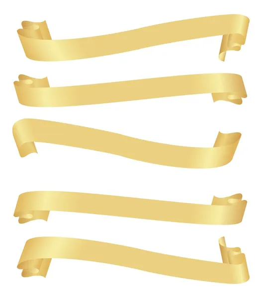 Banderas doradas horizontales largas — Vector de stock
