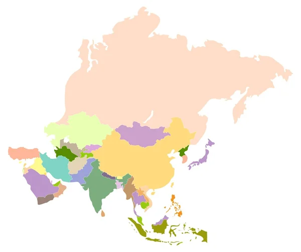 Karte von Asien. — Stockvektor