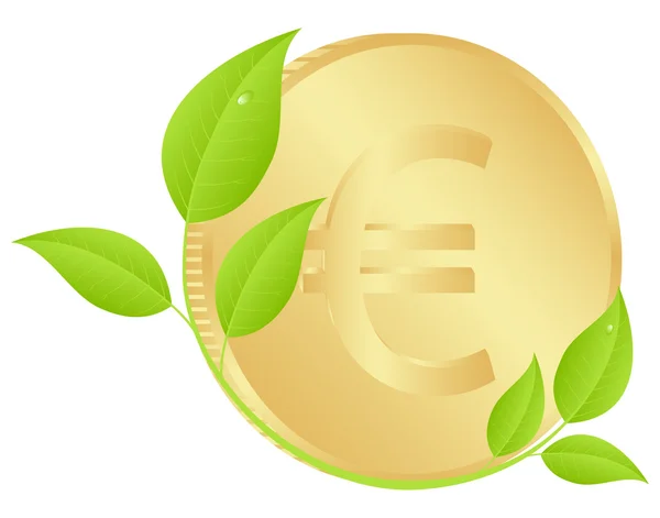 Coin with leaves — Stock Vector