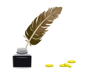 Inkstand and feather clipart