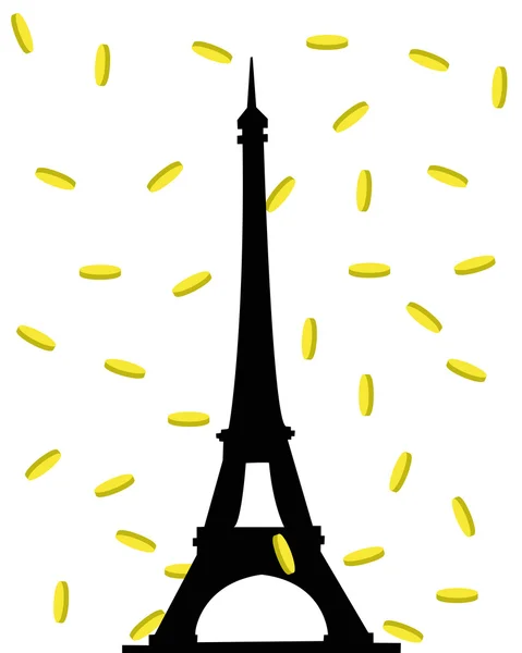 Stock vector Gold rain and tower