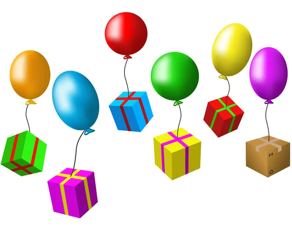Воздушные шары и подарки — стоковый вектор