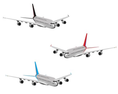 The airplane above city clipart