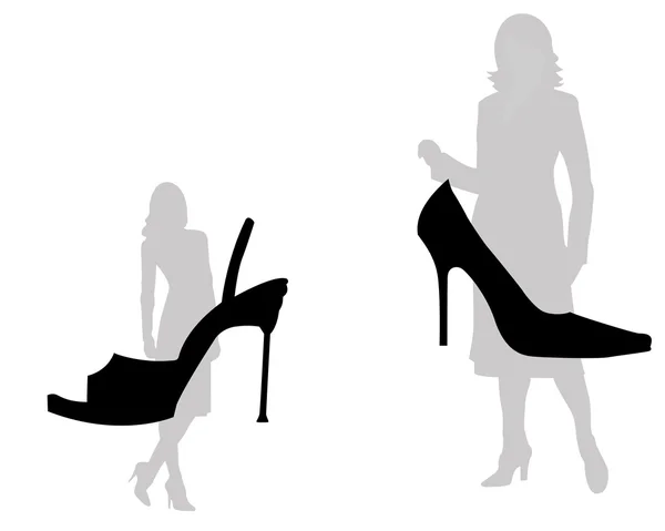 Kvinnan och skor — Stock vektor