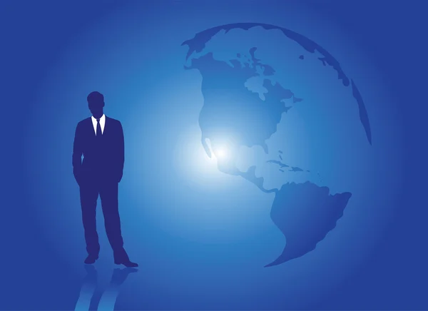 Homme d'affaires et Terre — Image vectorielle