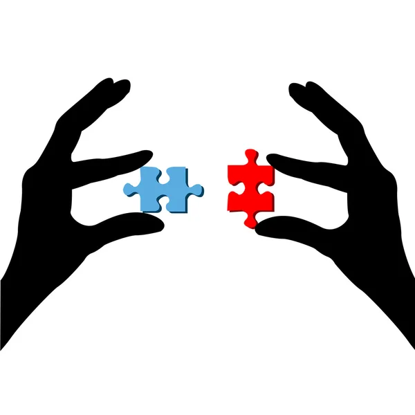 Doigts et puzzle — Image vectorielle