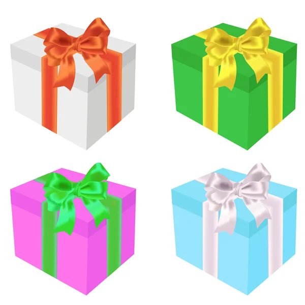 Celebratory boxes with bows — Stockvector