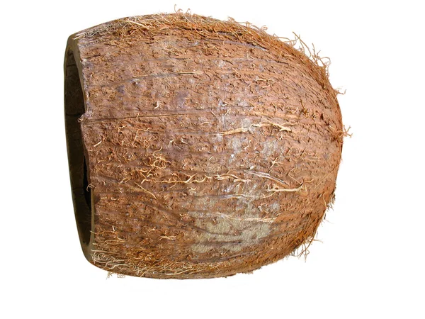 Тріснутий кокос ізольований над білим — стокове фото