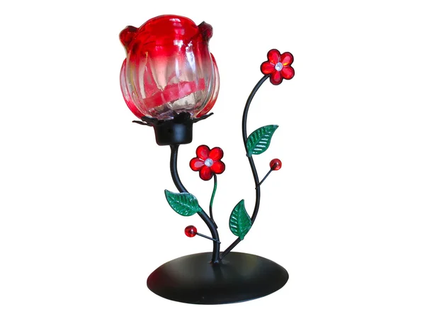 Czerwony tulipan styl tabeli lampka na białym tle — Zdjęcie stockowe