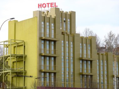 Just builded stylish new yellow hotel clipart