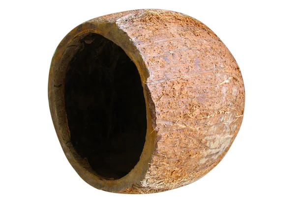 Тріснутий кокос ізольований над білим — стокове фото