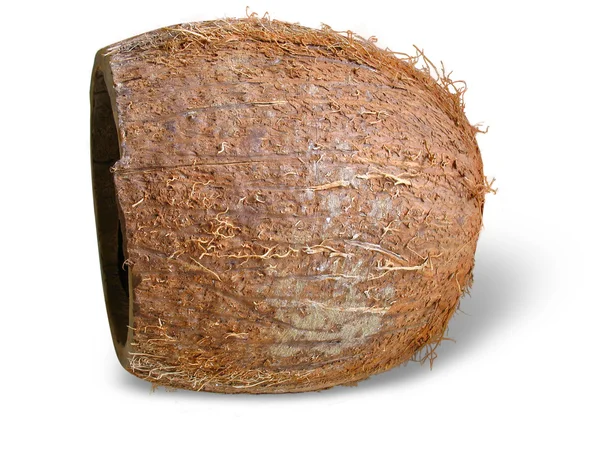 Gebarsten kokosnoot geïsoleerd over Wit — Stockfoto