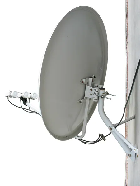 Антенна спутниковой антенны на стене — стоковое фото