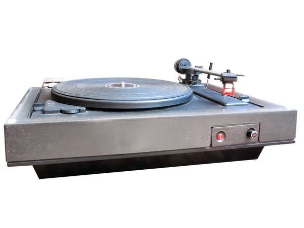 Oude stoffige vinyl draaitafel speler geïsoleerd over Wit — Stockfoto