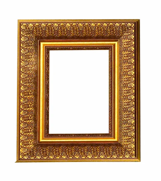 Oude antieke gouden picture frame met een decoratief patroon isoleren — Stockfoto