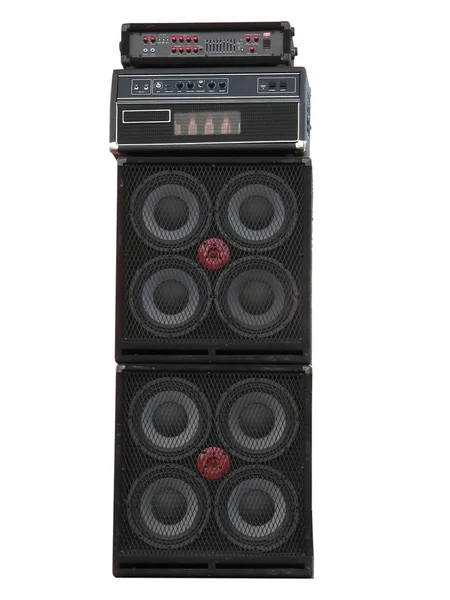 Old powerfull stage concerto audio speakers and amplifiers isola — Stock Photo, Image