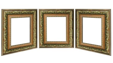 Three old antique gold picture frame with a decorative pattern i clipart
