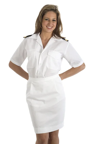 白で隔離される seawoman — ストック写真