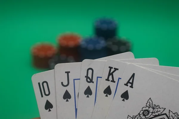 Mão de Poker - Espadas Straight Flush — Fotografia de Stock