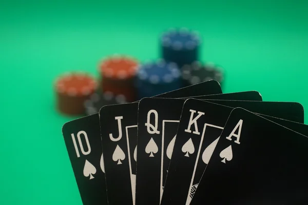 Poker ruce - piky straight flush — Stock fotografie
