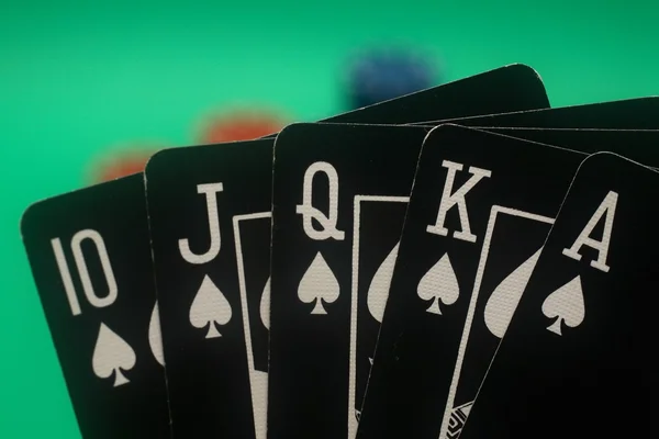 Poker ruce - piky straight flush — Stock fotografie